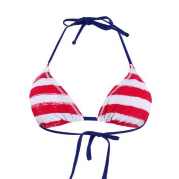 California Waves Swim Usa Reversible Flag Bikini Top 4th Of July M